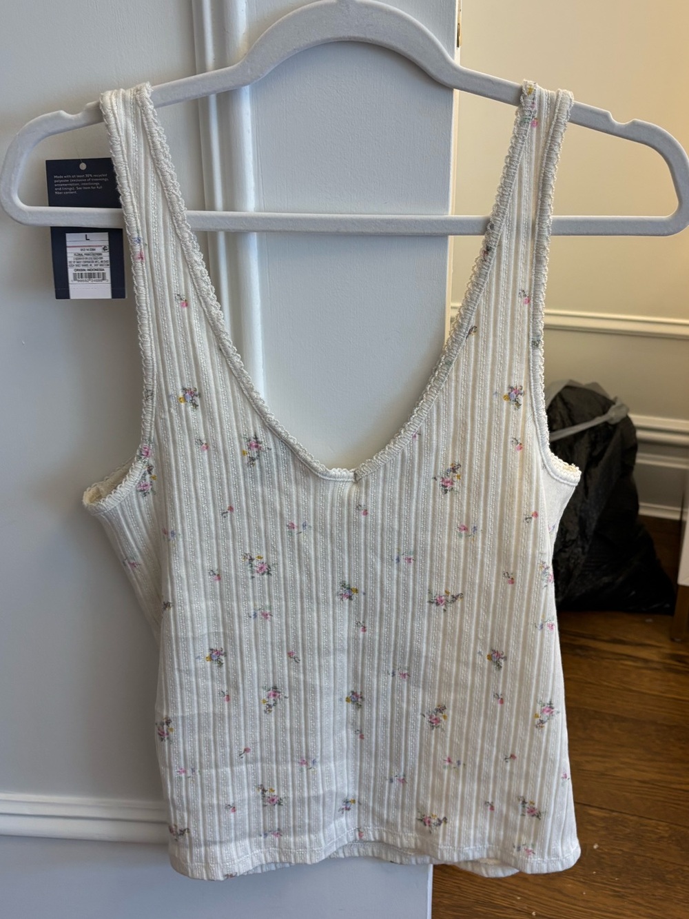 Universal Thread Cream Floral Ribbed Tank Top - Picture 2 of 5